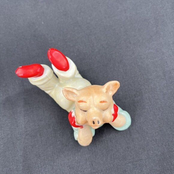 Mid Century Modern Porcelain Pigs Tumbling Made in Japan Vintage Set of 6 - Picture 6 of 15